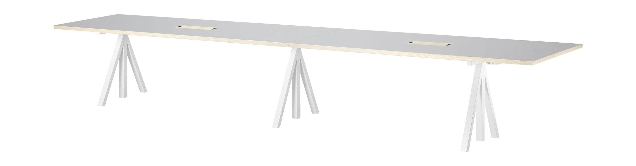 String Furniture Korkeuden säädettävä konferenssitaulukko 90x180 cm, vaaleanharmaa linoleumi