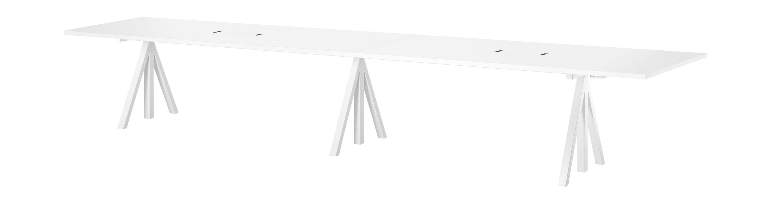 Tabla de conferencia ajustable de altura de muebles de cuerda 90x180 cm, laminado blanco
