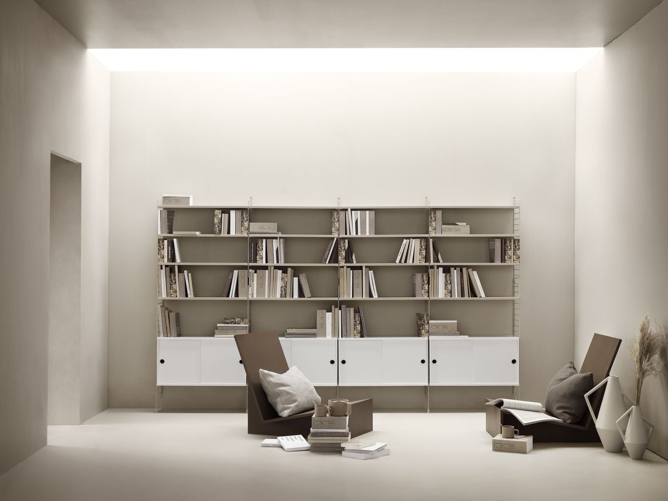 String Furniture Merkkijonojärjestelmä puulähylly 30x78 cm beige, sarja 3