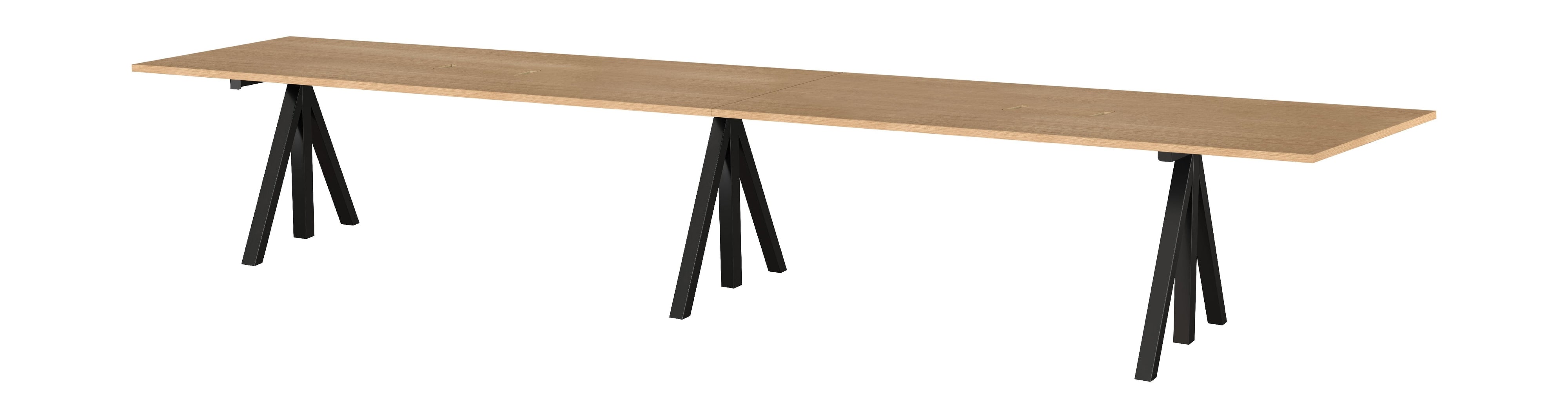 String Furniture Höhenverstellbare Konferenztabelle 90x180 cm, Eiche/Schwarz