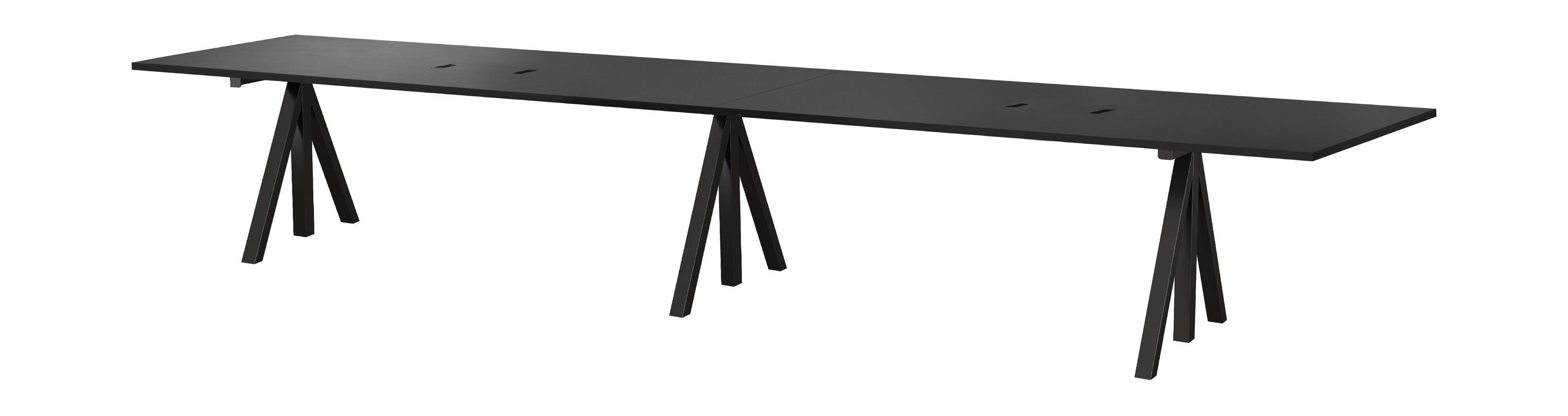 String Furniture Hoogte Verstelbare conferentie Tabel 90x180 cm, zwart/zwart