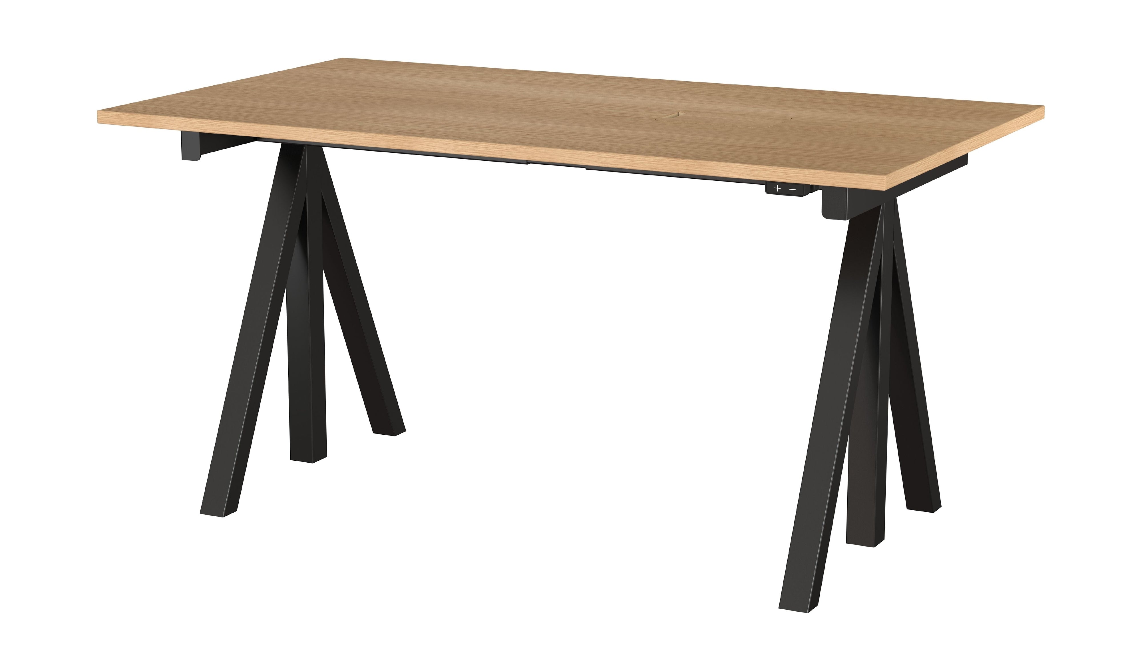 String Furniture Tableau de travail réglable en hauteur 78x140 cm, chêne / noir