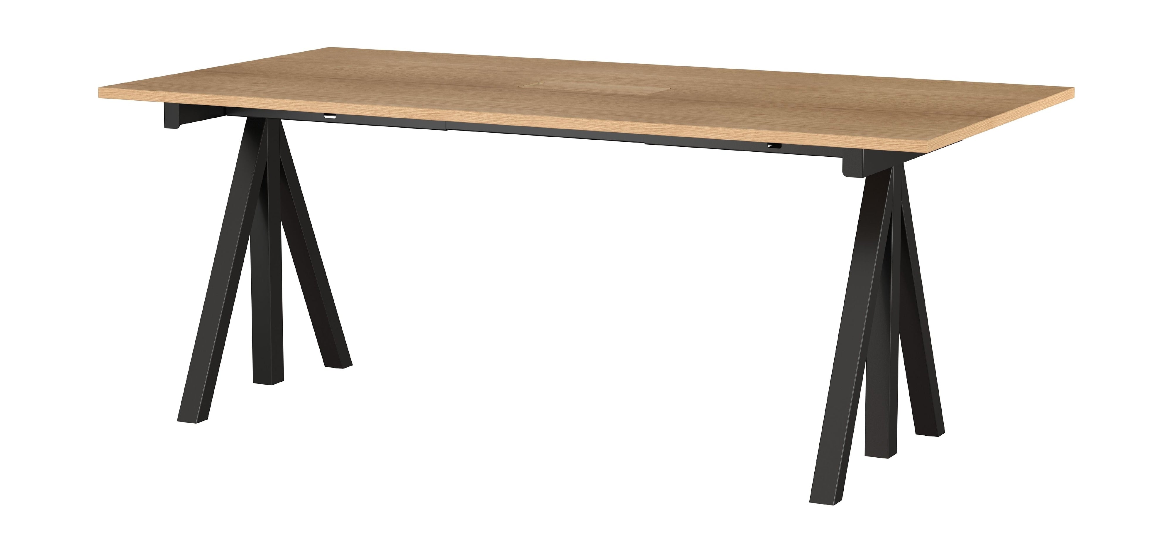String Furniture Höhenverstellbare Arbeitstabelle 90x180 cm, Eiche/Schwarz