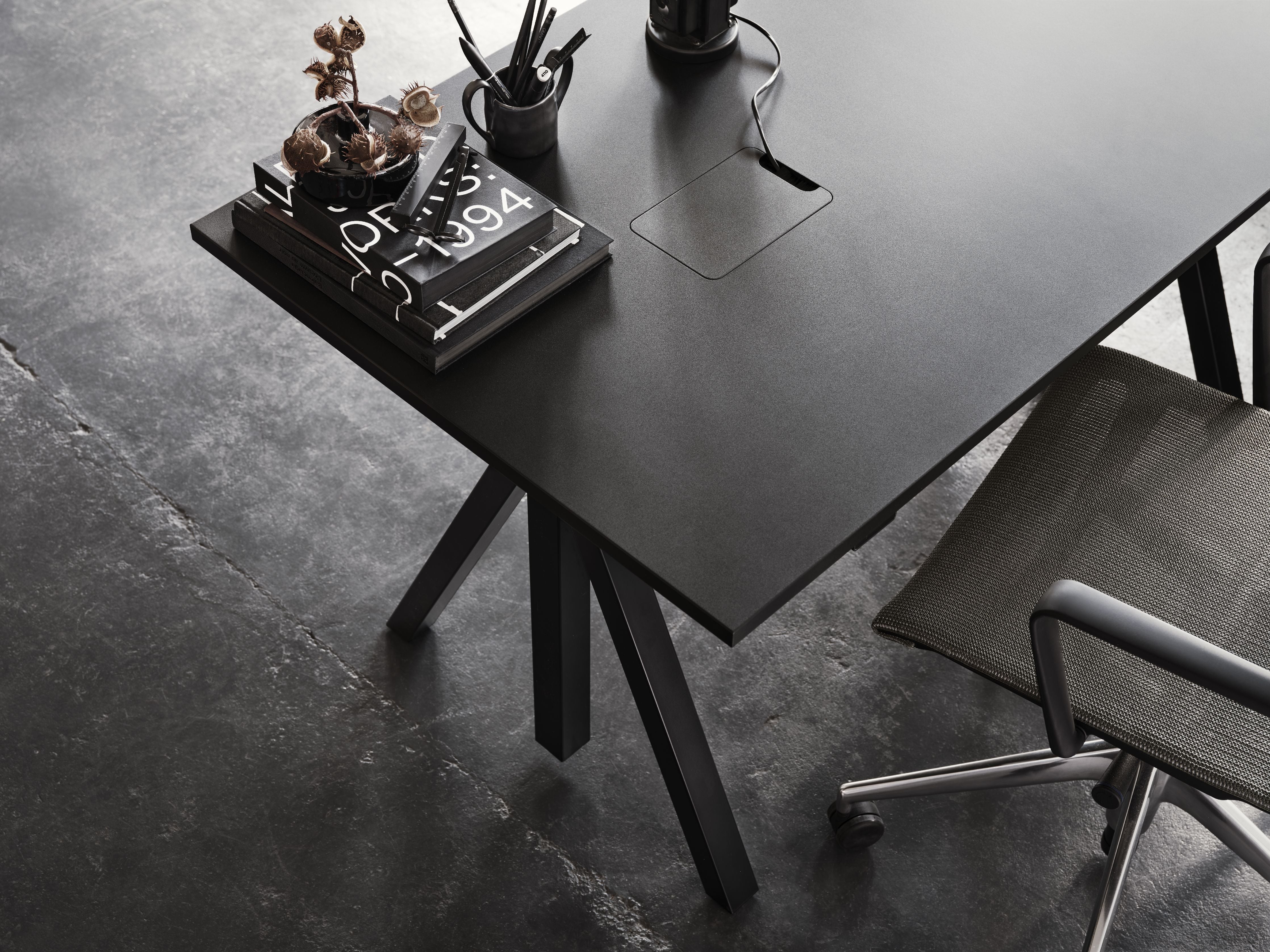 String Furniture Height Adjustable Work Table 90x180 Cm, Black/Black
