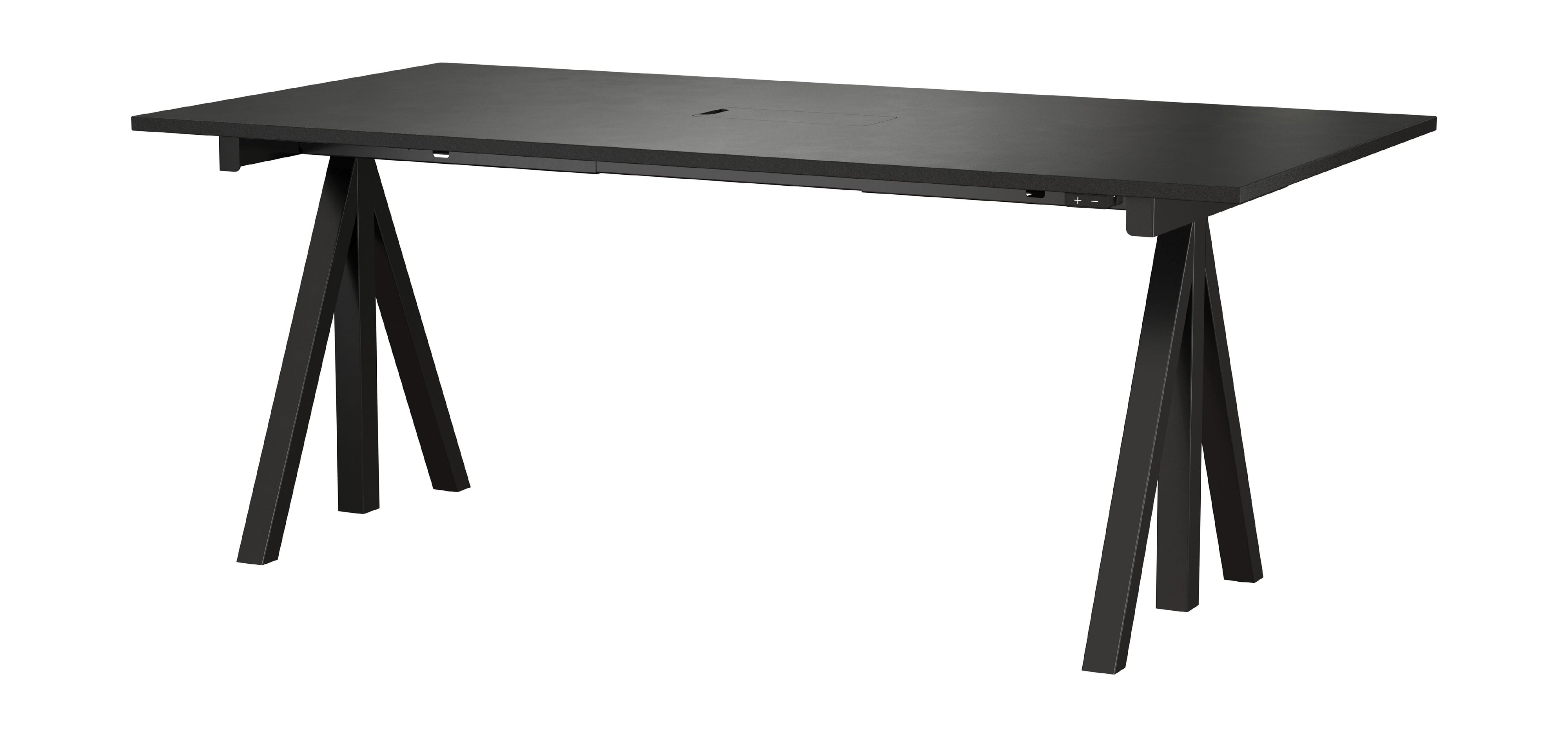 String Furniture Tableau de travail réglable en hauteur 90x180 cm, noir / noir
