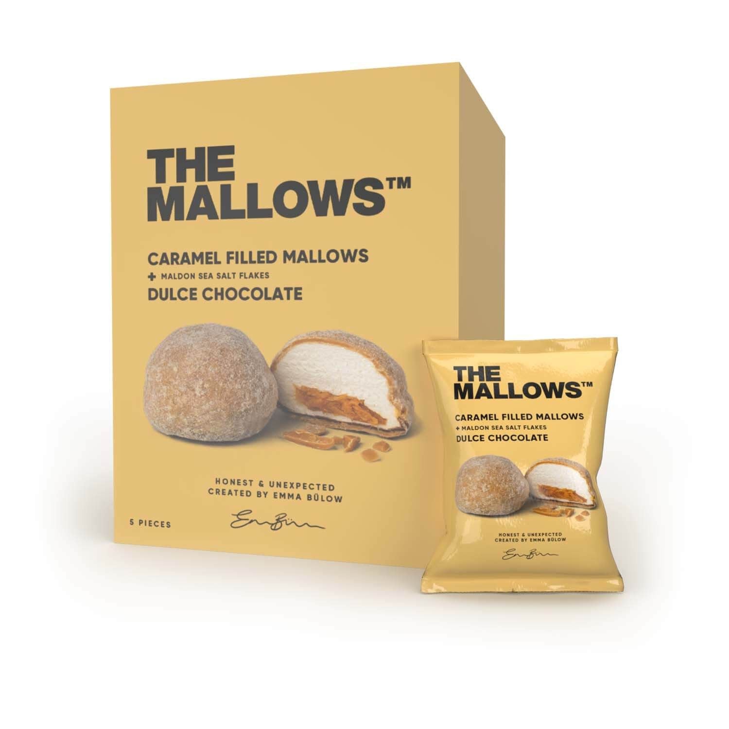 The Mallows Marshmallows med karamelfyldning og chokolade dulce chokolade, 18 g