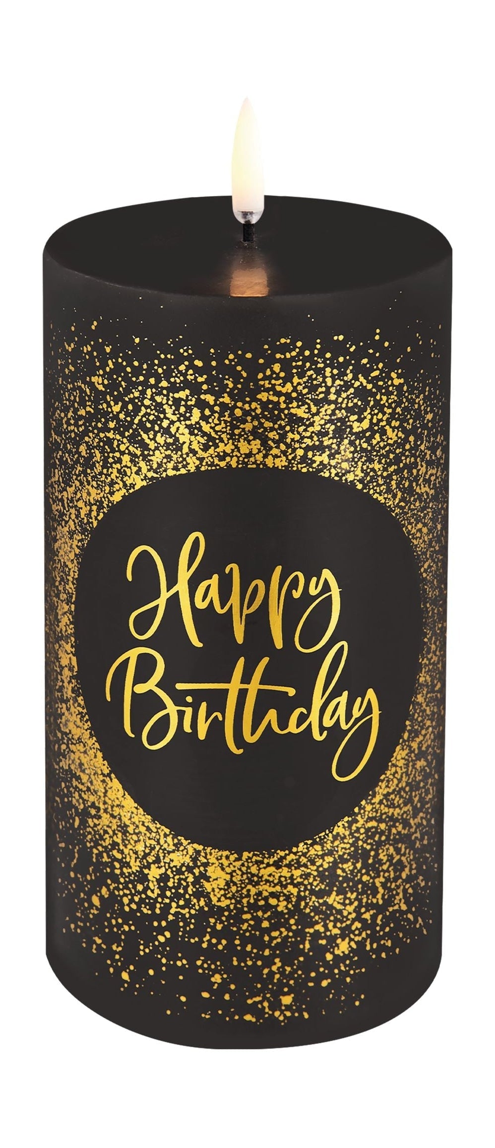 Candela di compleanno del pilastro a led illuminazione Uyuni H 15 cm, nero