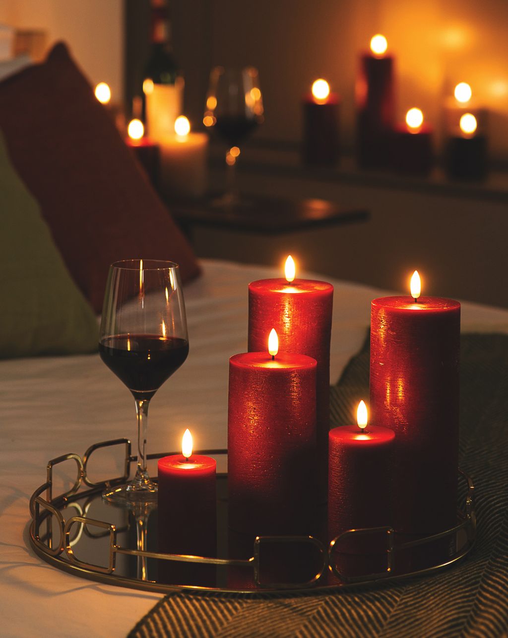 Uyuni Lighting LED Pillar Candle 3 D火焰ØxH 5,8x10,1厘米，胭脂红红色