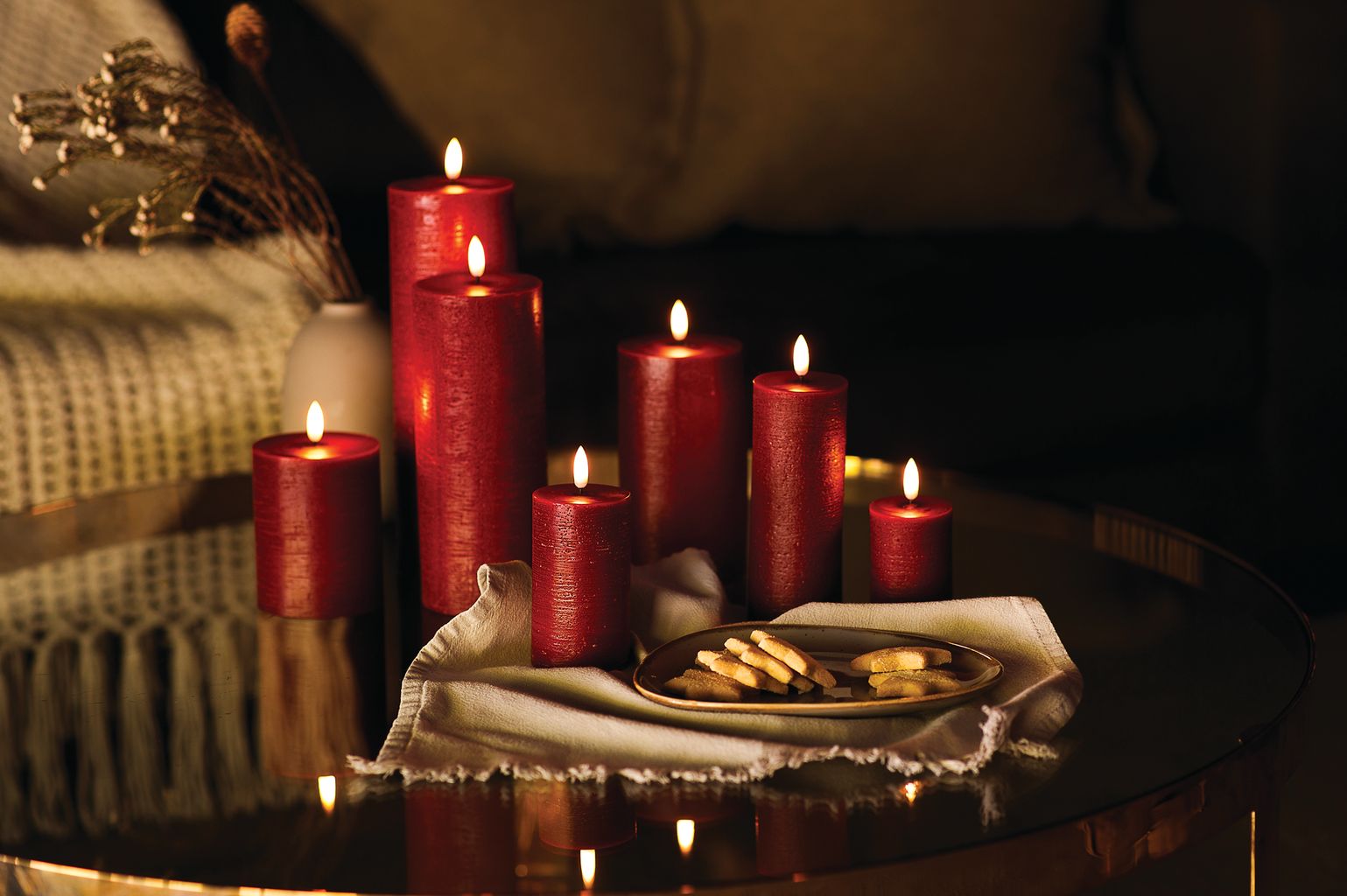 Uyuni Lighting Led Pillar Candle 3 D Flame øx H 5,8x10,1 Cm, Carmine Red