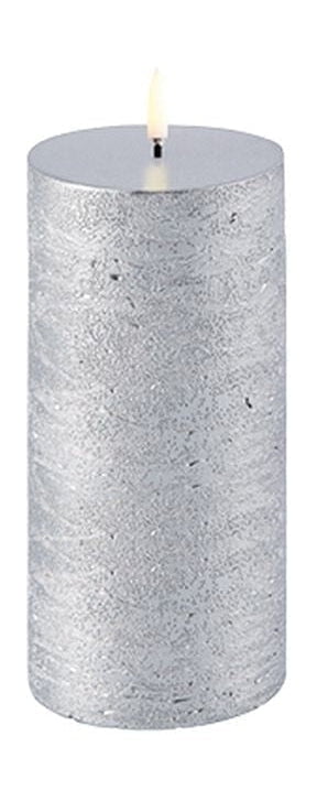 Pilar LED de iluminación de Uyuni Vela 3 D Flame Øx H 5,8x15,2 cm, plata metálica