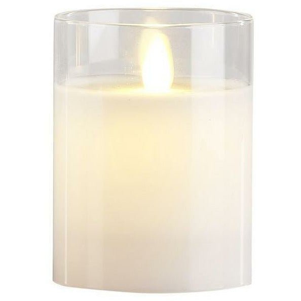 Villa Collection Led Candle Glas With Timer 10 Cm, White