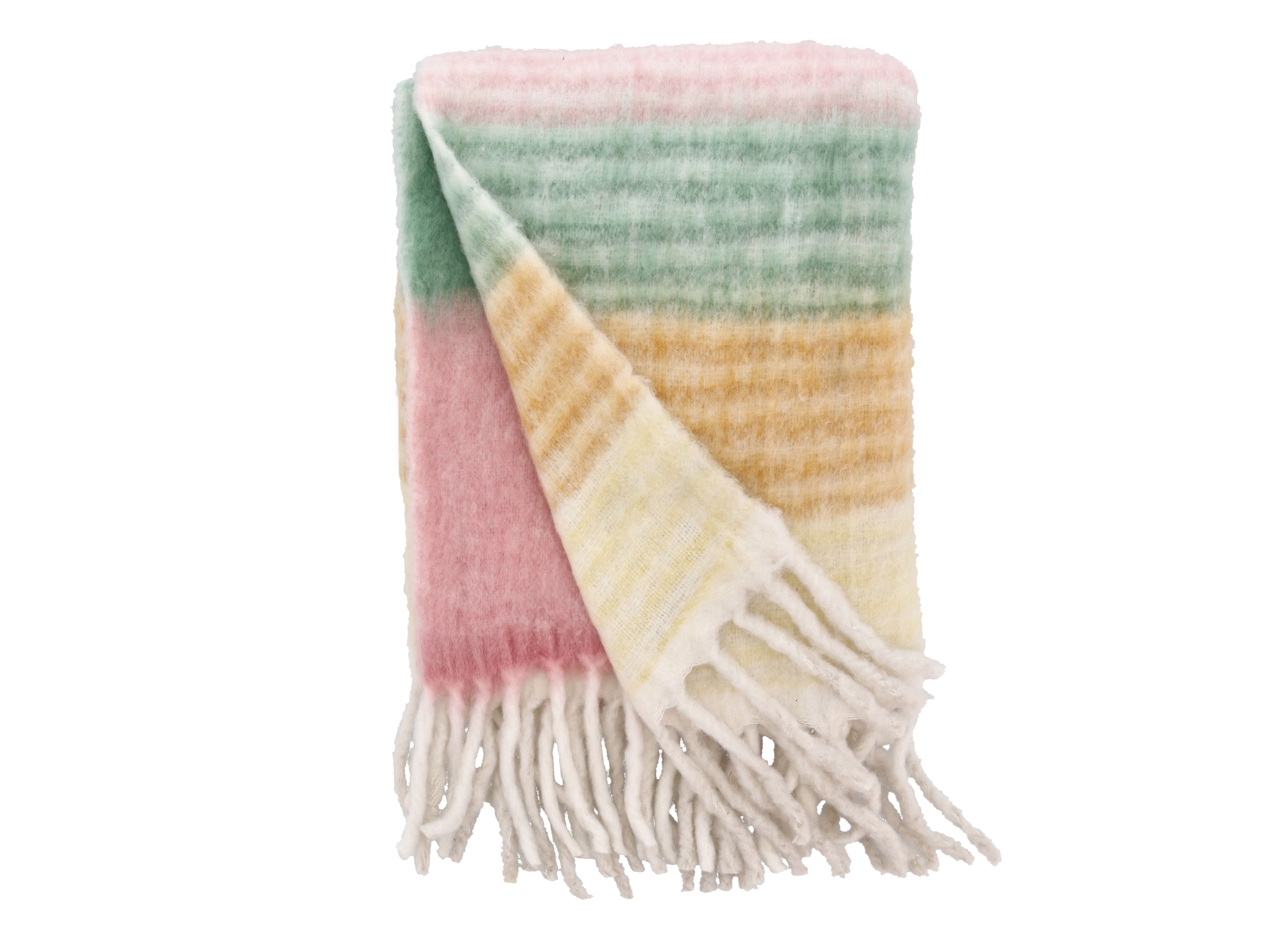 Villa Collection Stijlen deken, roze/groen/bruin/geel
