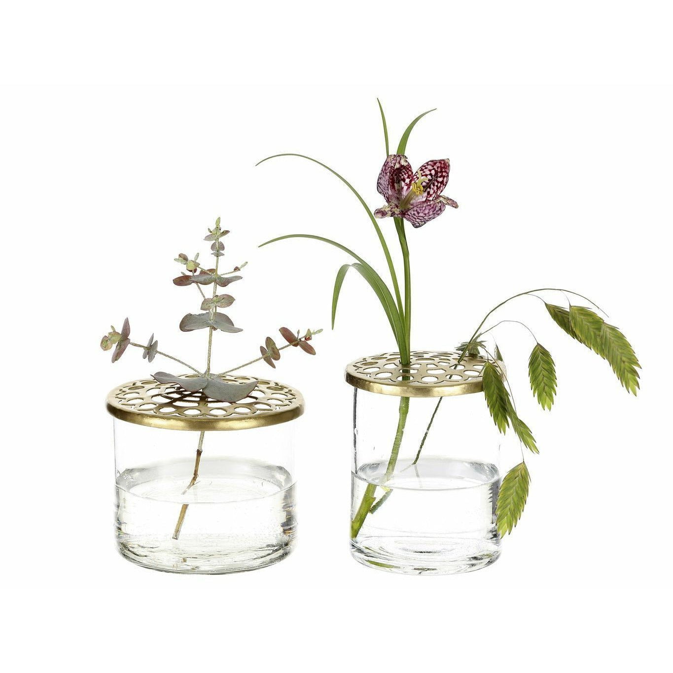 Villa Collection Elva Glass Vases 2 Pcs With Brass Lid