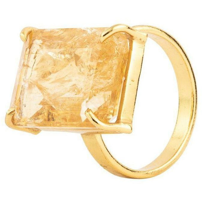 Vincent Candy Rock Citrine Ring Gold chapado, tamaño 56
