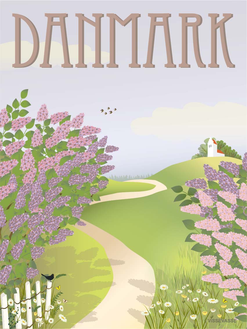 Vissevasse Dinamarca el póster lila, 50x70 cm