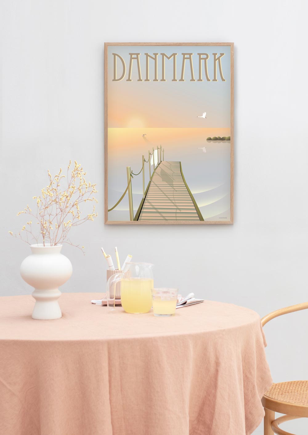 Vissevasse Danemark l'affiche de jetée de bain, 30x40 cm