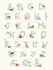 Vissevasse Dänisches Alphabetblau -Poster, 50 x 70 cm