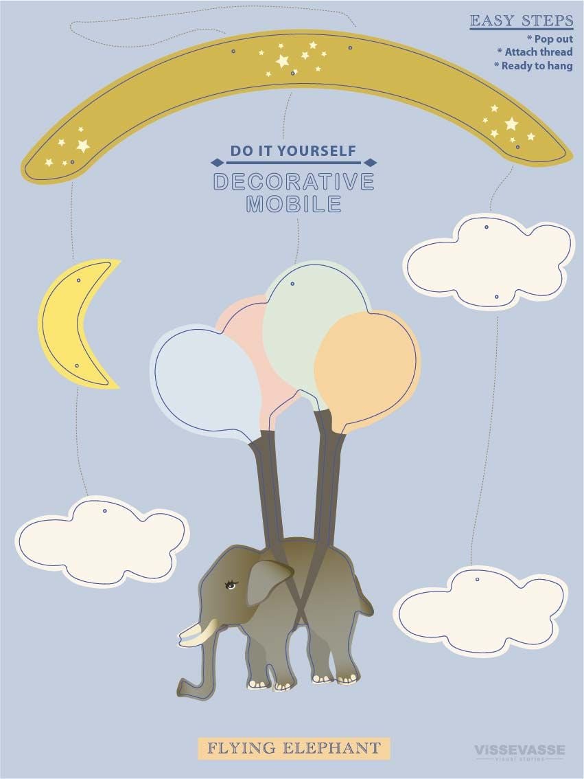 Vissevasse Mobile décoratif d'éléphant volant