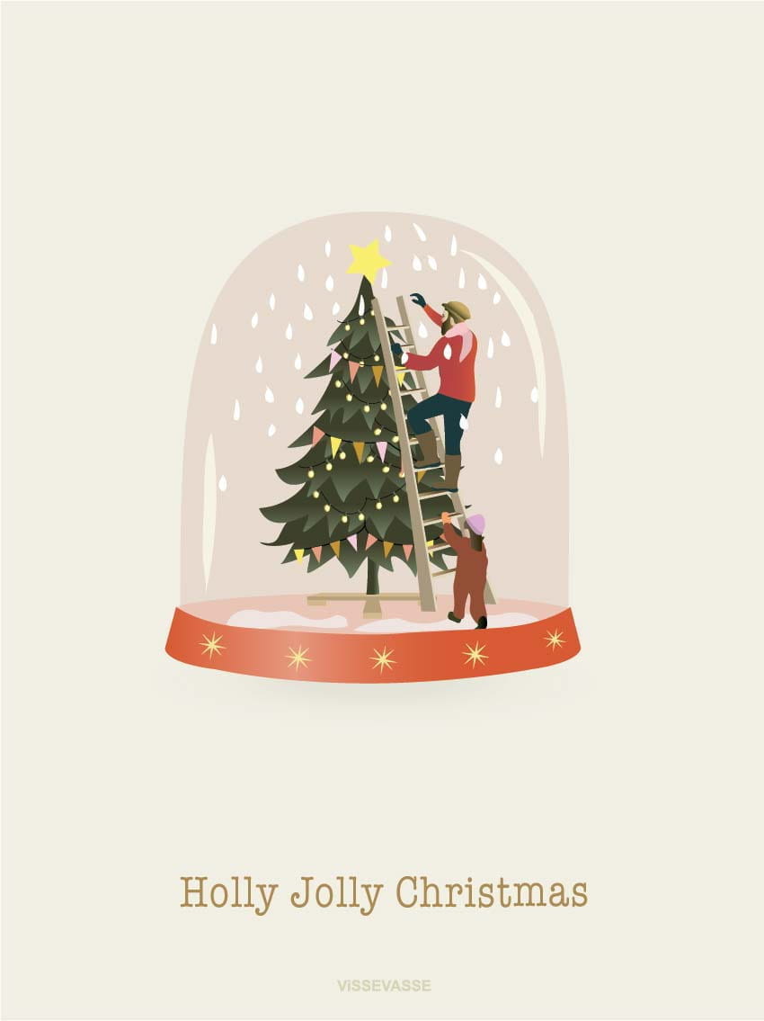 Vissevasse Carte de Noël Holly Jolly, A6
