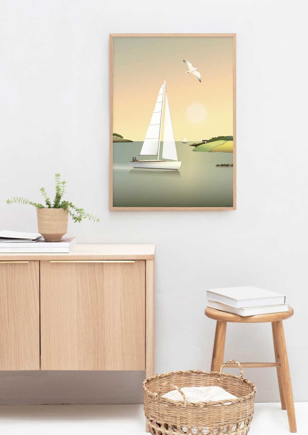 Poster Vissevasse sejlbåd, 30x40 cm