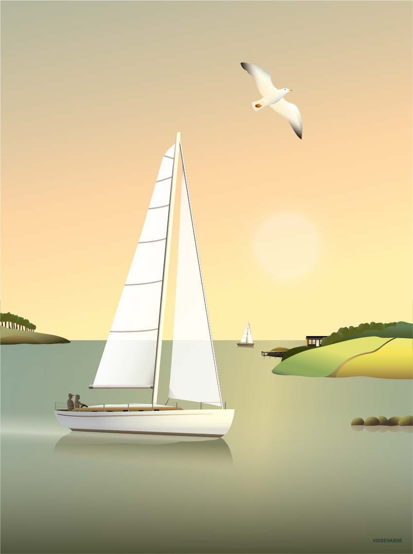 Vissevasse Sejlbåd Poster, 50 x 70 cm