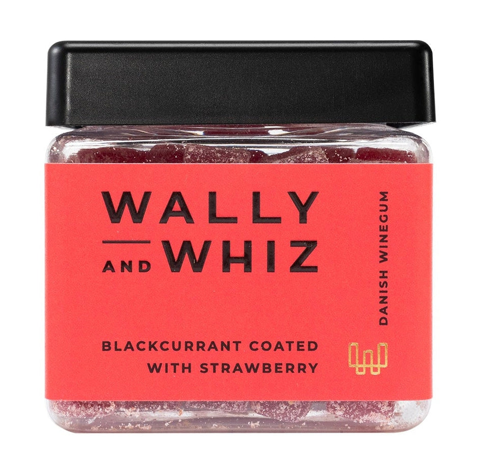 Wally And Whiz Vin gummi terning, sortcurrant med jordbær, 140 g