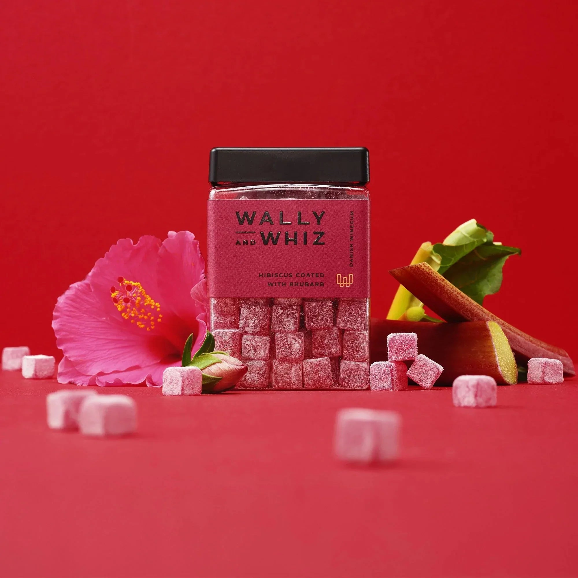 Wally og Whiz Wine Gum Cube, Hibiscus með rabarbara, 240g