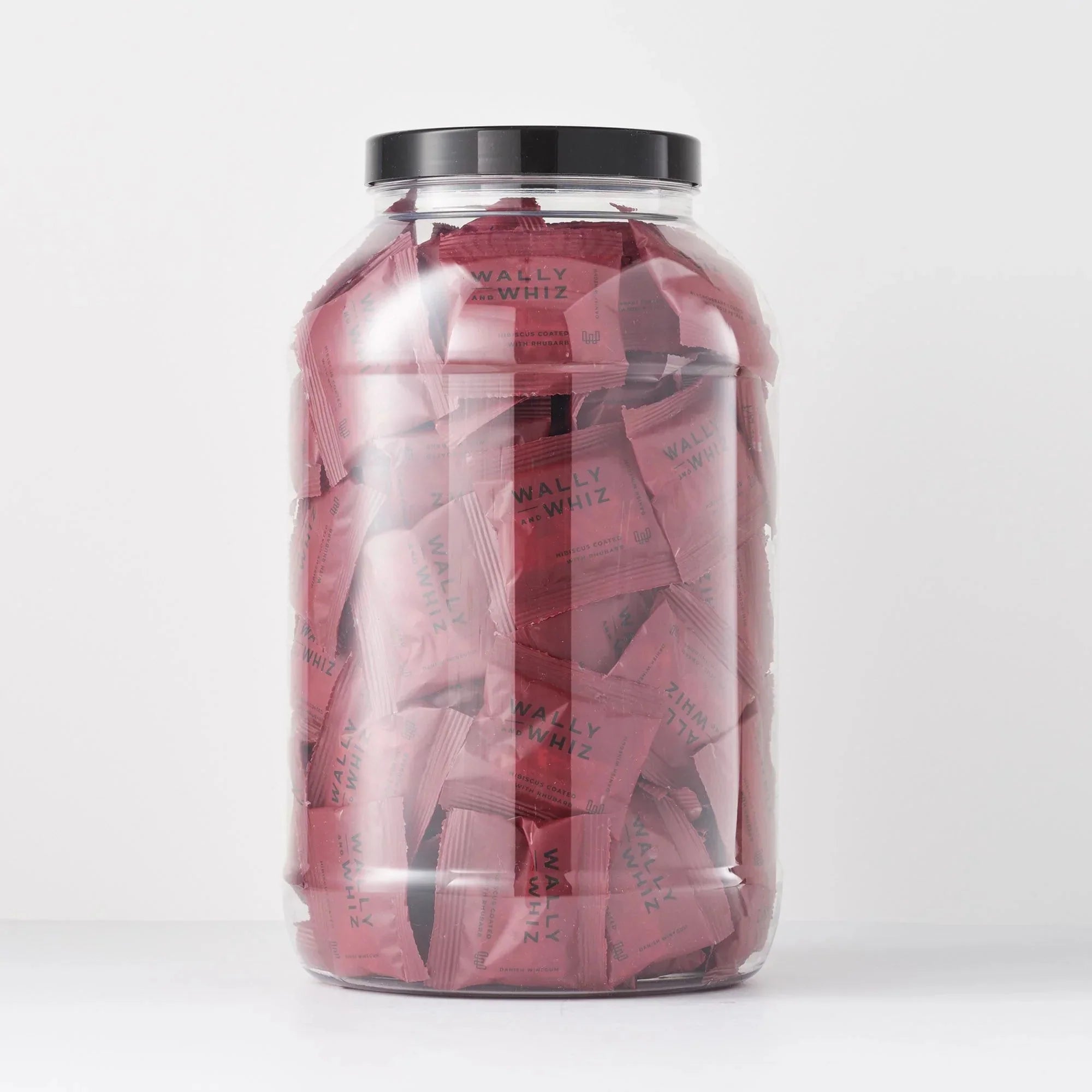 Wally e Whiz Wine Gum Jar con 125 fluss pacchi, ibisco con rabarbaro