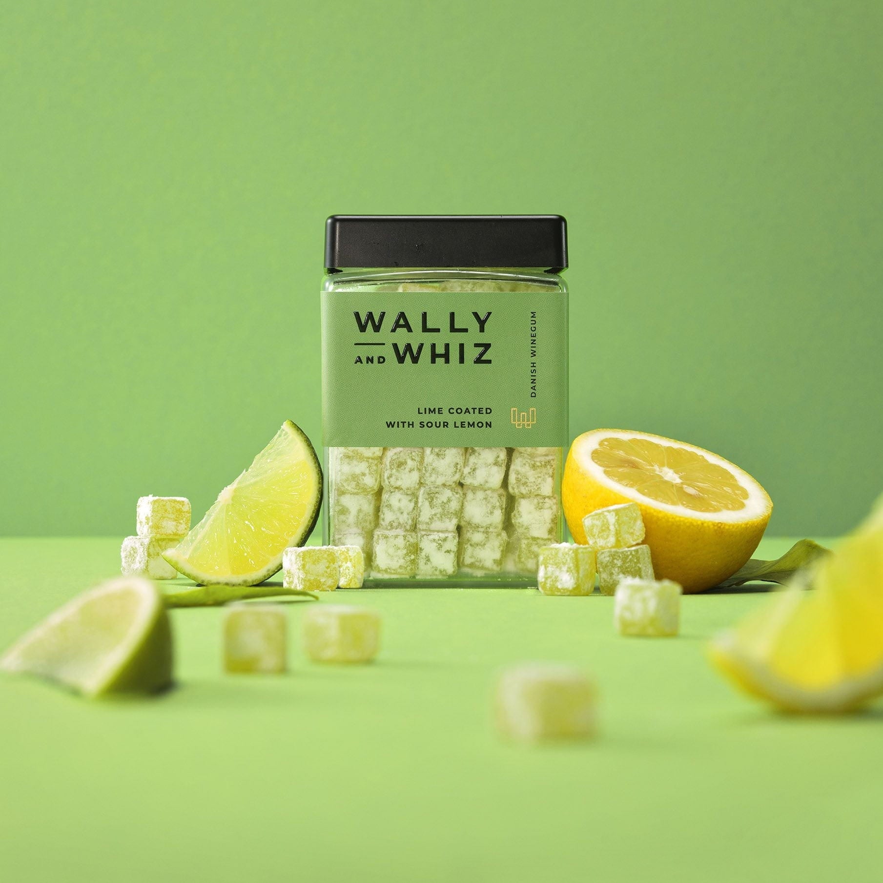 Wally og Whiz Wine Gum Cube, Limes með súrri sítrónu, 240g