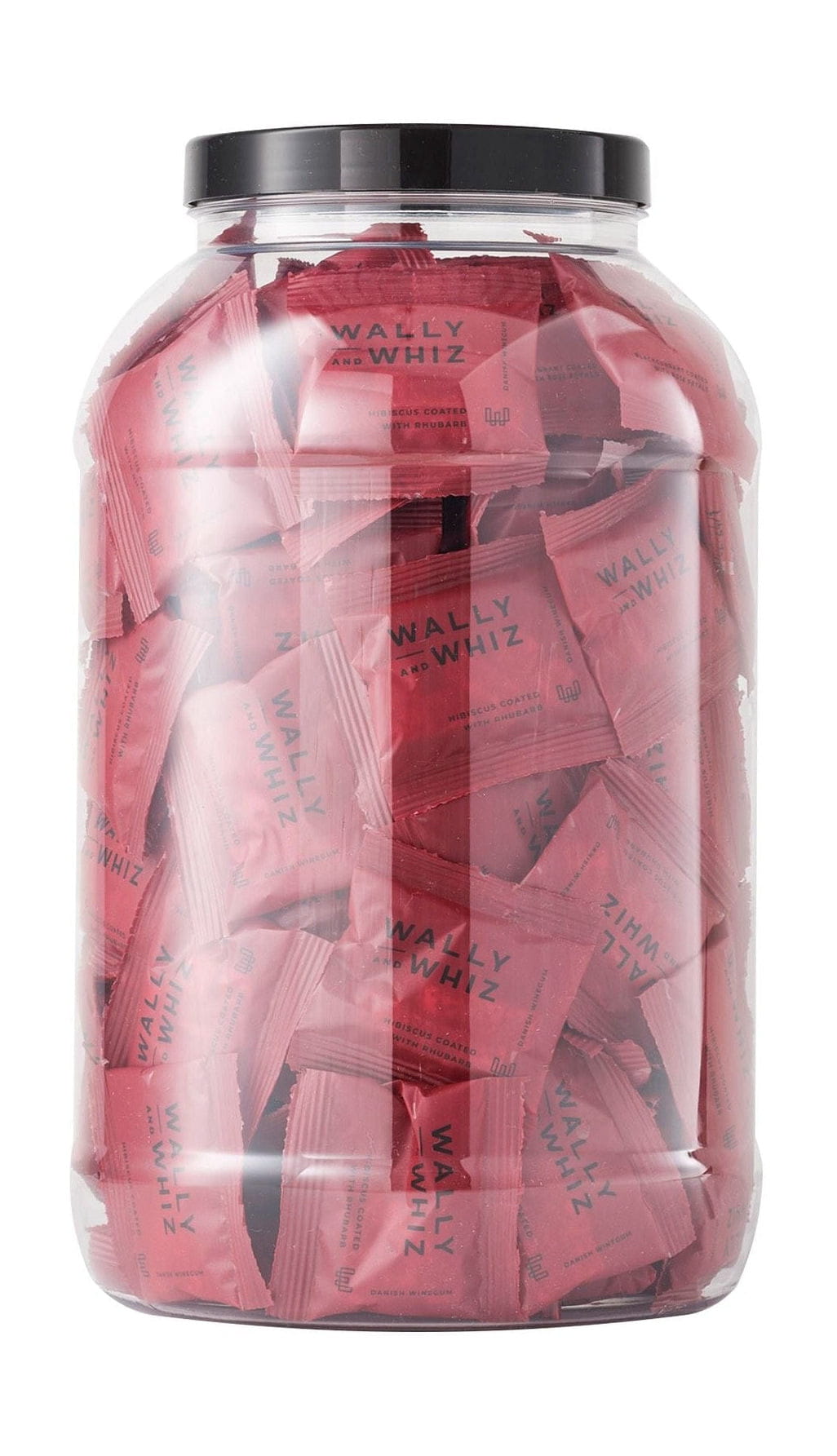 Wally y Whiz Wine Gum Jar con 125 paquetes de flujo, hibisco con ruibarbo