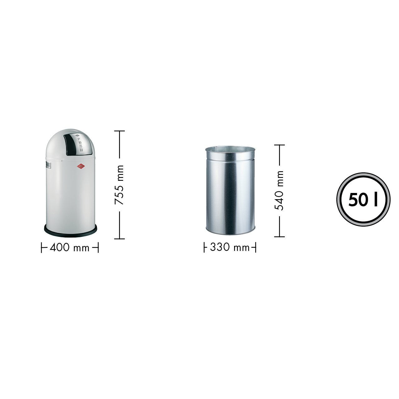 Wesco Pushboy 50 Litres, Silver