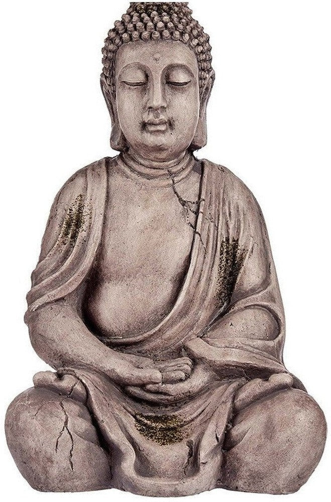 Figura da giardino decorativa Buddha Poliresina grigia (25 x 50,5 x 32,5 cm)