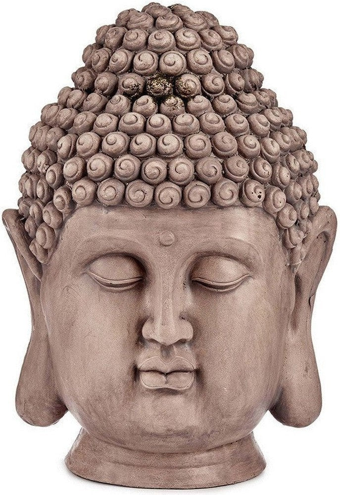 Dekorative Gartenfigur Buddha Kopf grauer Polyresin (31,5 x 50,5 x 35