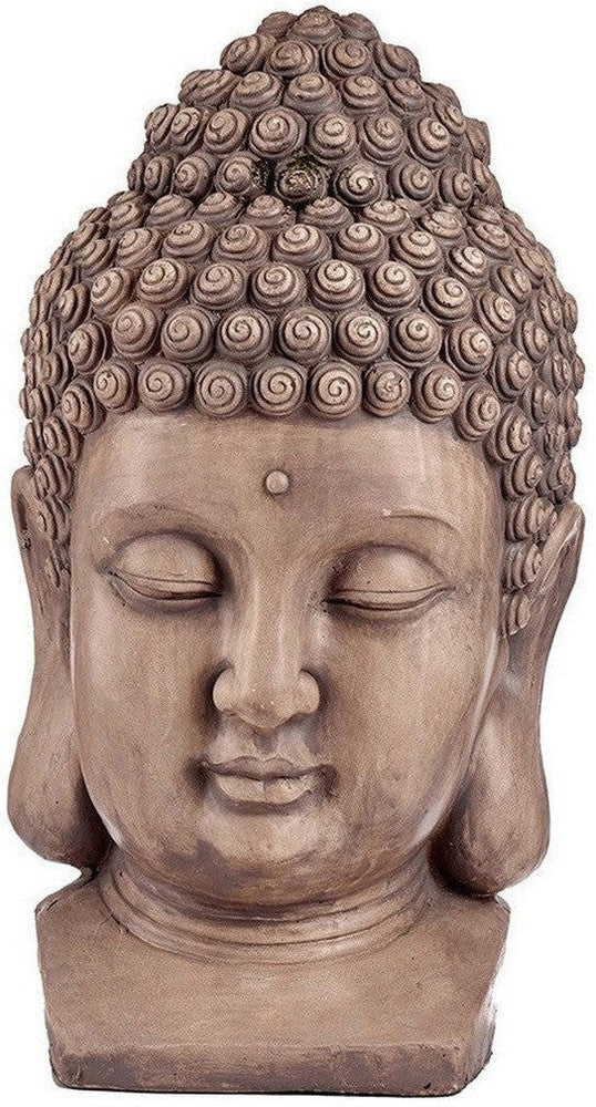 Dekorative Gartenfigur Buddha Kopf grauer Polyresin (35 x 65,5 x 38