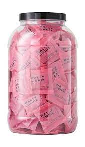Wally和Whiz Wine Gum Gum Flowpack盒，带有200个flowpacks，lychee和覆盆子