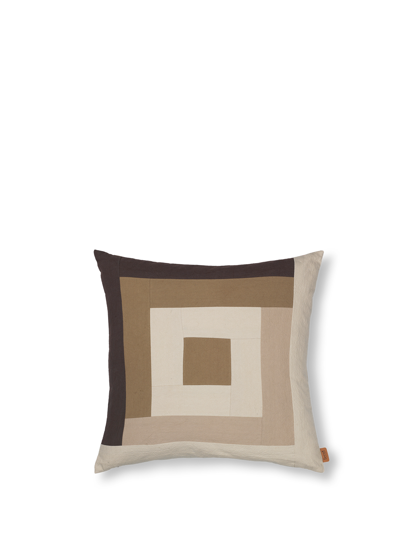 Ferm Border Border Patchwork Cushion Coffee/Dark Sand