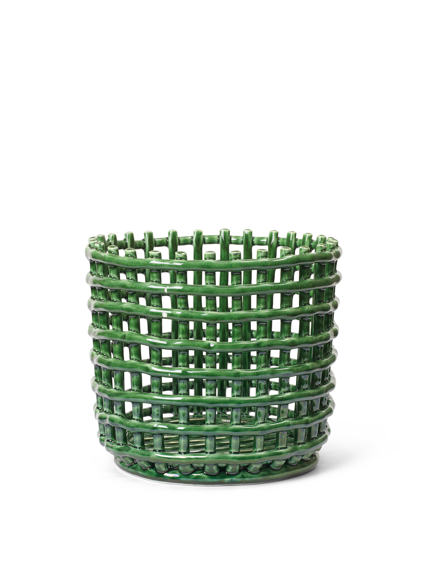 Cesto in ceramica ferm vivente grande verde smeraldo