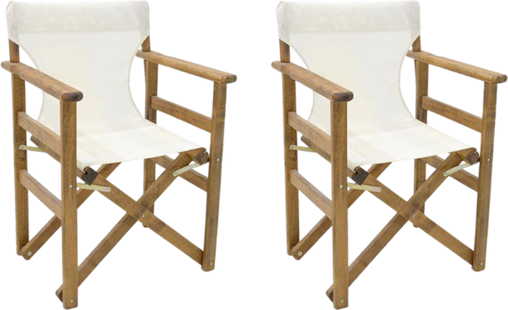 折叠式花园扶手椅空间胡桃木白色61x51x86cm套装2个。