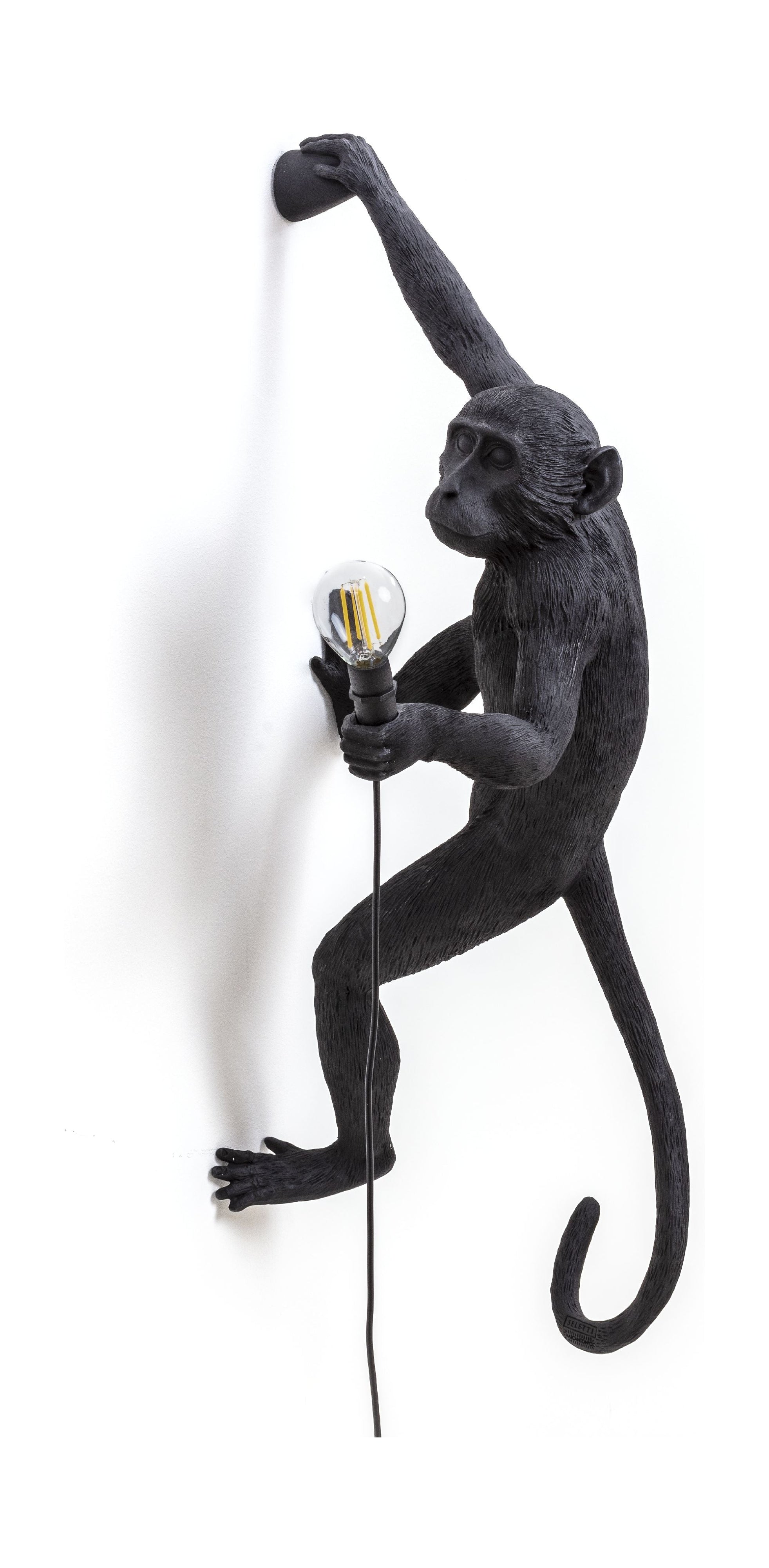 Lámpara de exterior de Seletti Monkey Negro, colgando la mano derecha