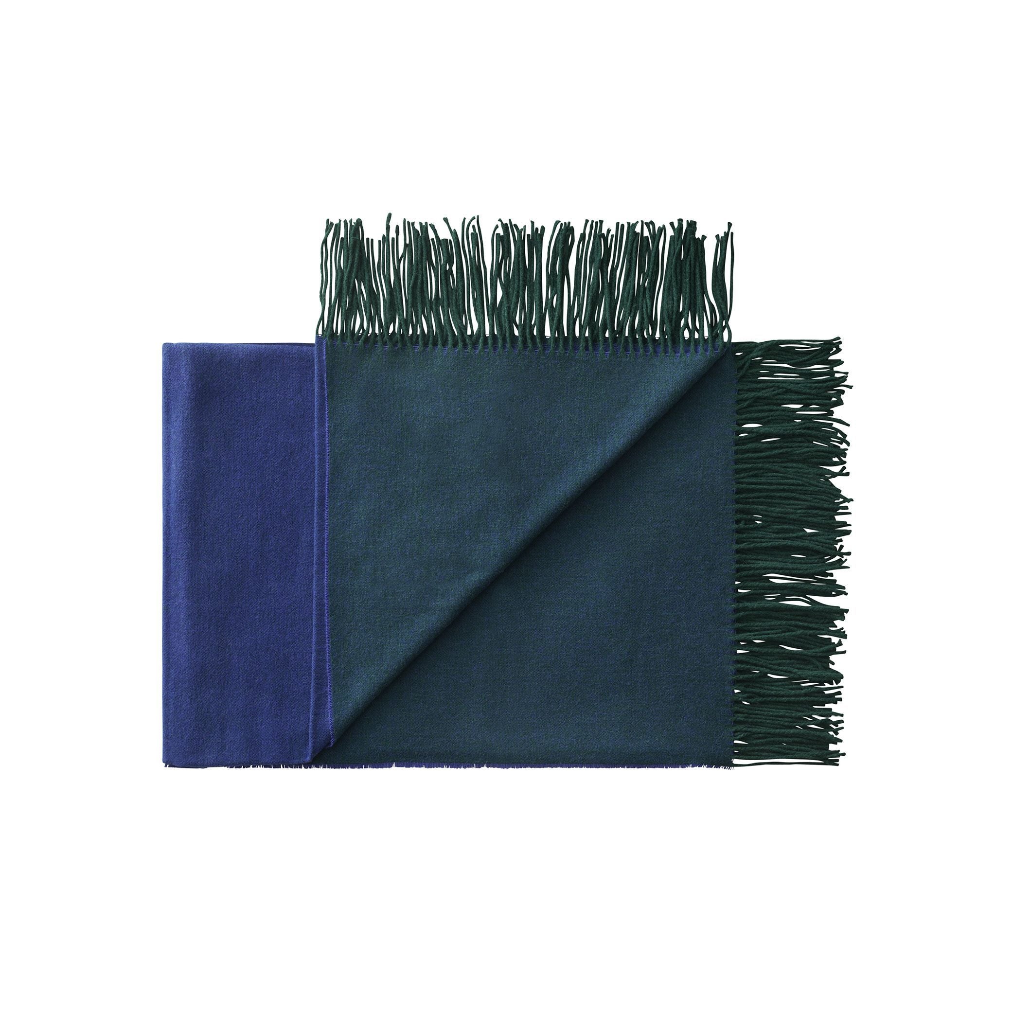 Silkorg Uldspinderi Franja Throw 170x140 cm, verde/azul