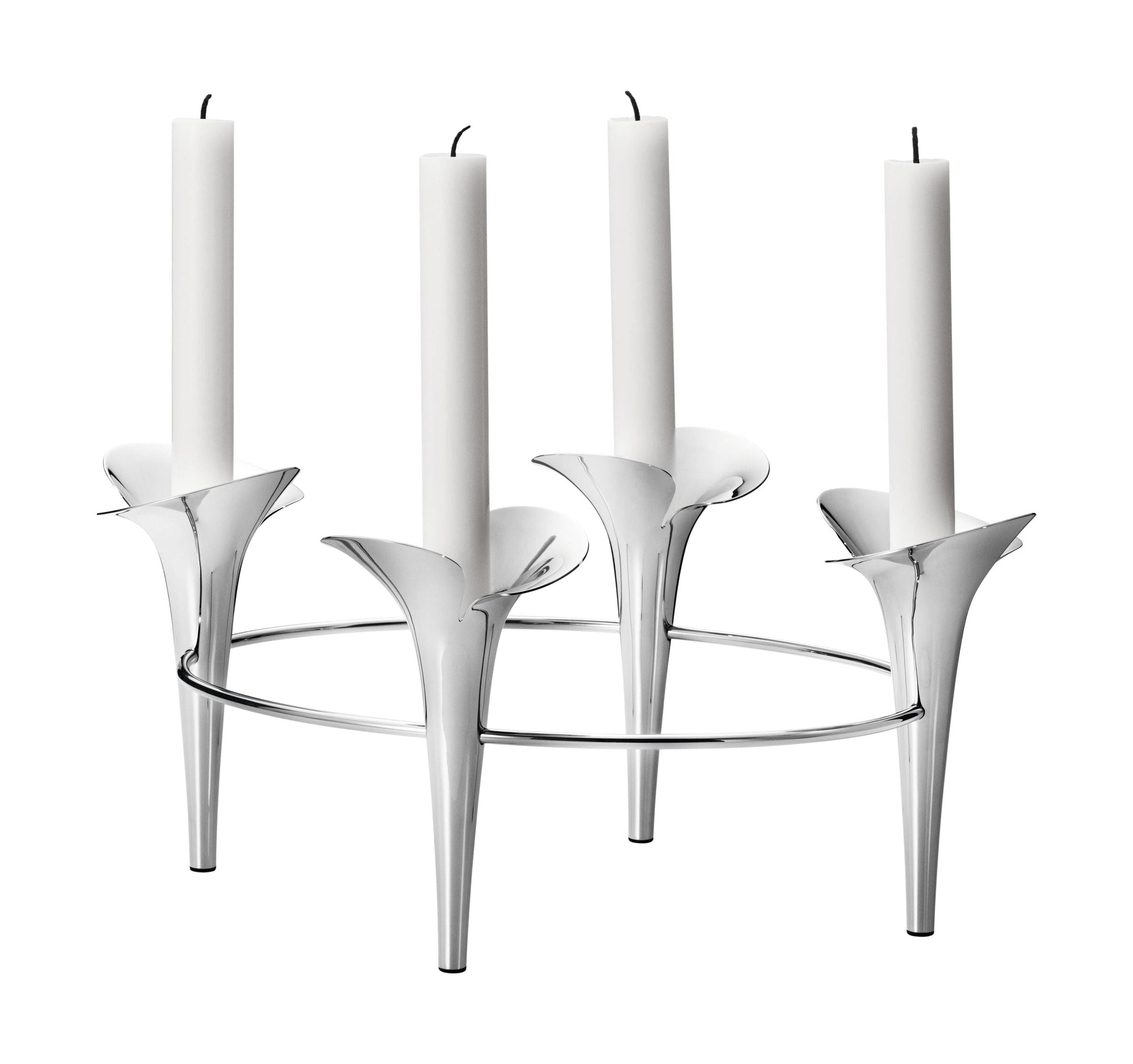 Georg Jensen Bloom Botanica锥形烛台4蜡烛，不锈钢