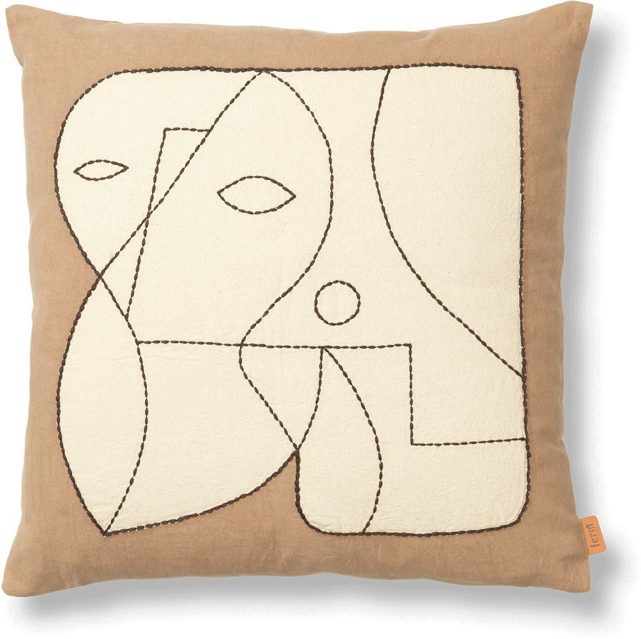 Ferm Living Figure Cushion Cover, Dark Taupe/Off White
