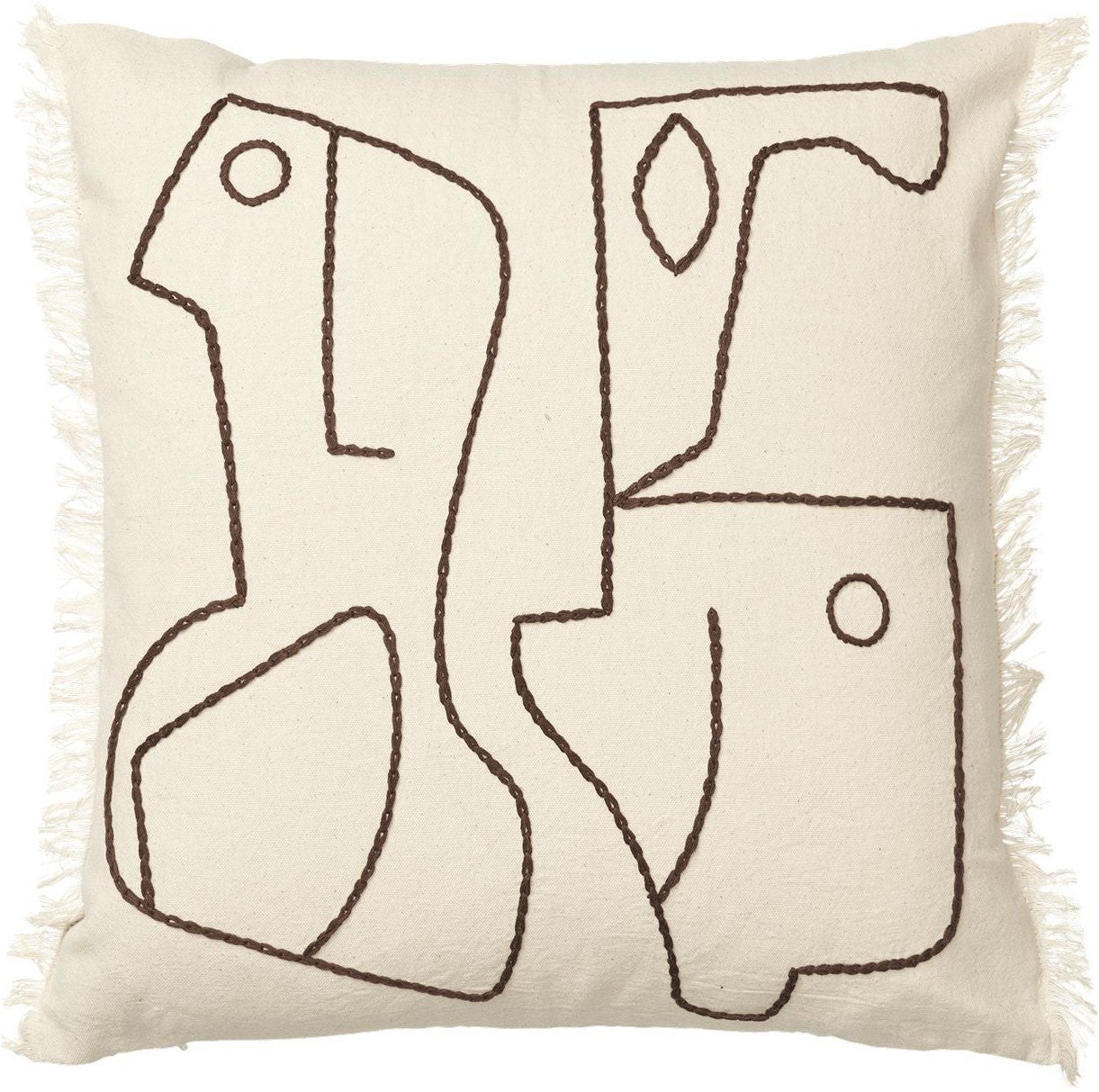 Ferm Living Figure Cushion Cover, Off White/Coffee