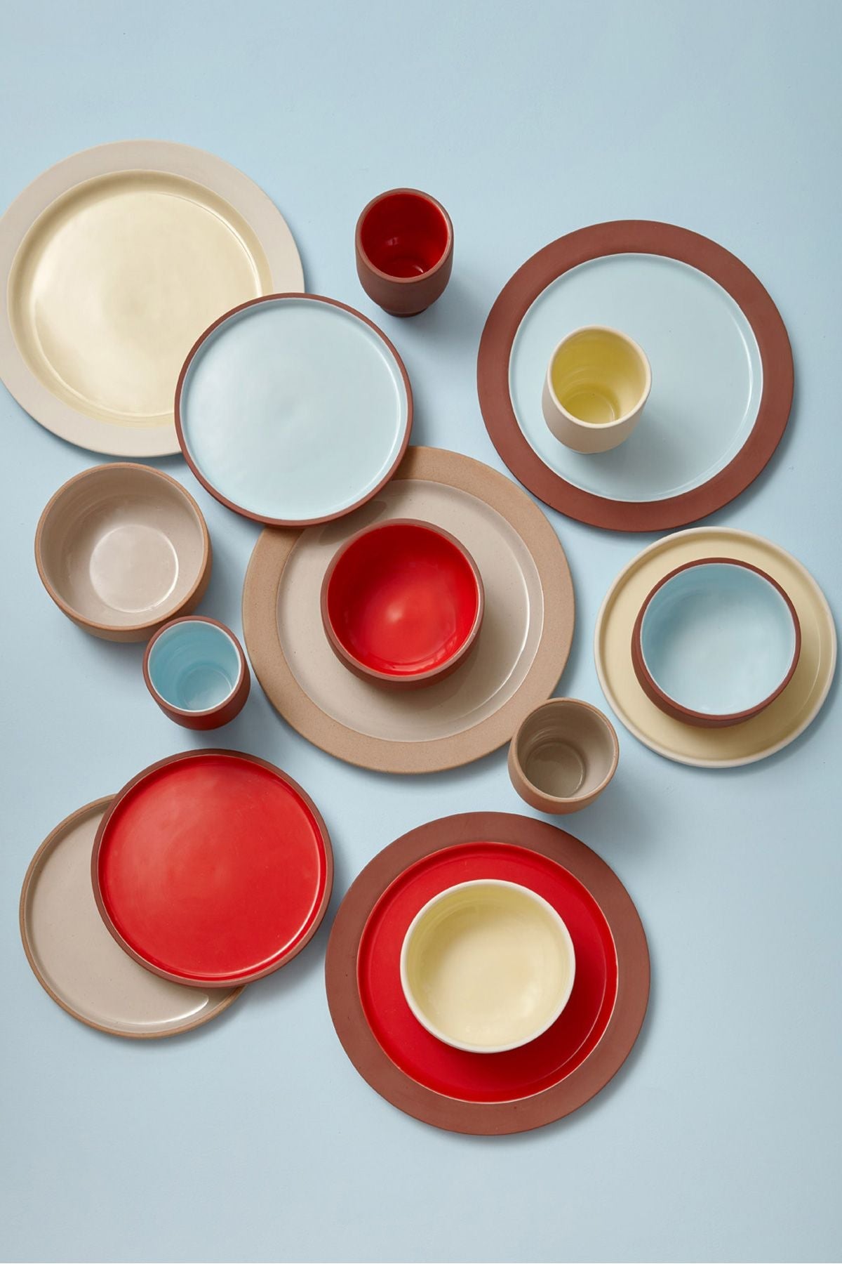 Studio About Clayware Set Of 2 Plates Medium, Terracotta/Blue