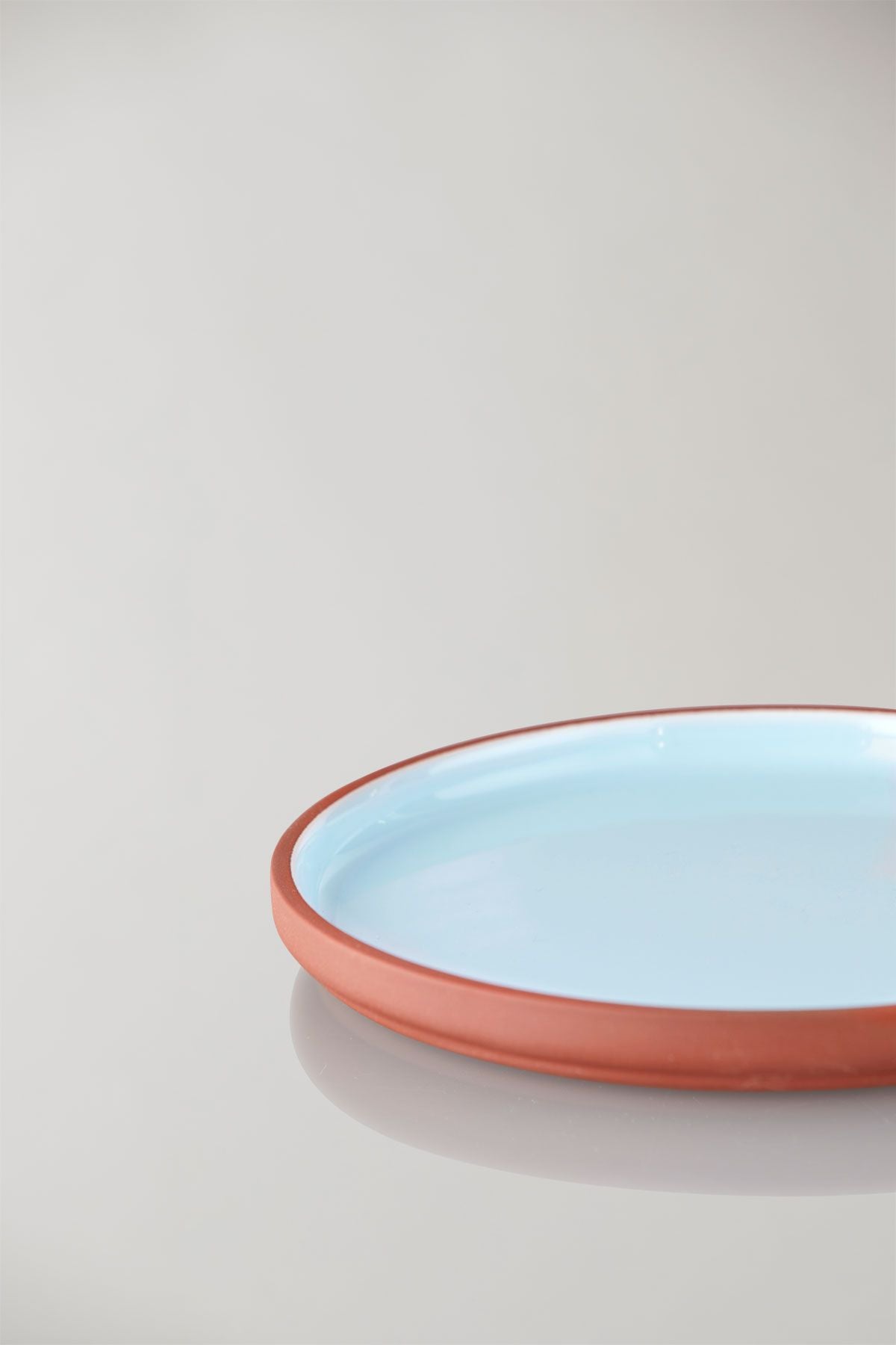 Studio About Clayware Set Of 2 Plates Medium, Terracotta/Blue