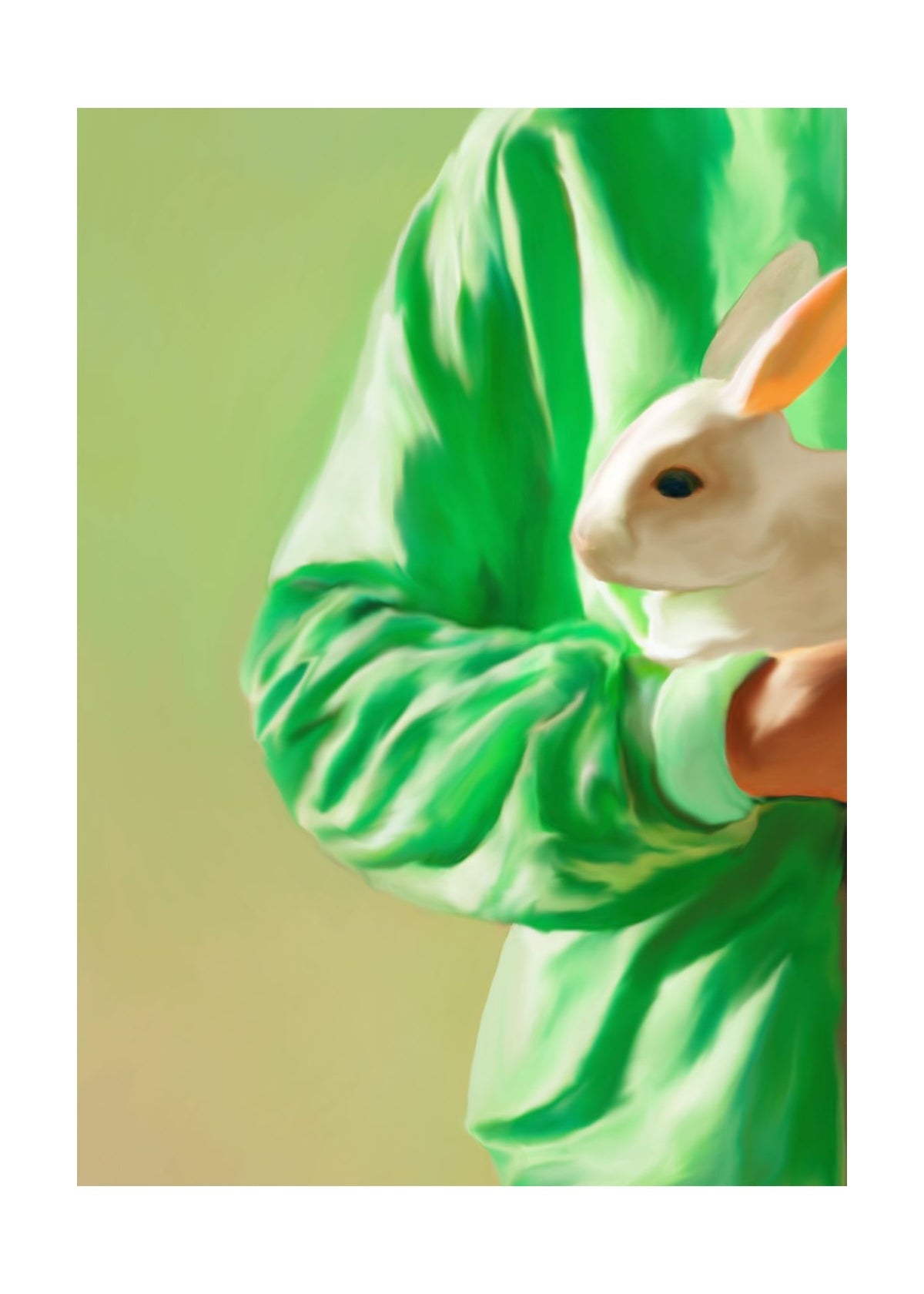Paper Collective Vit kanin affisch, 70x100 cm