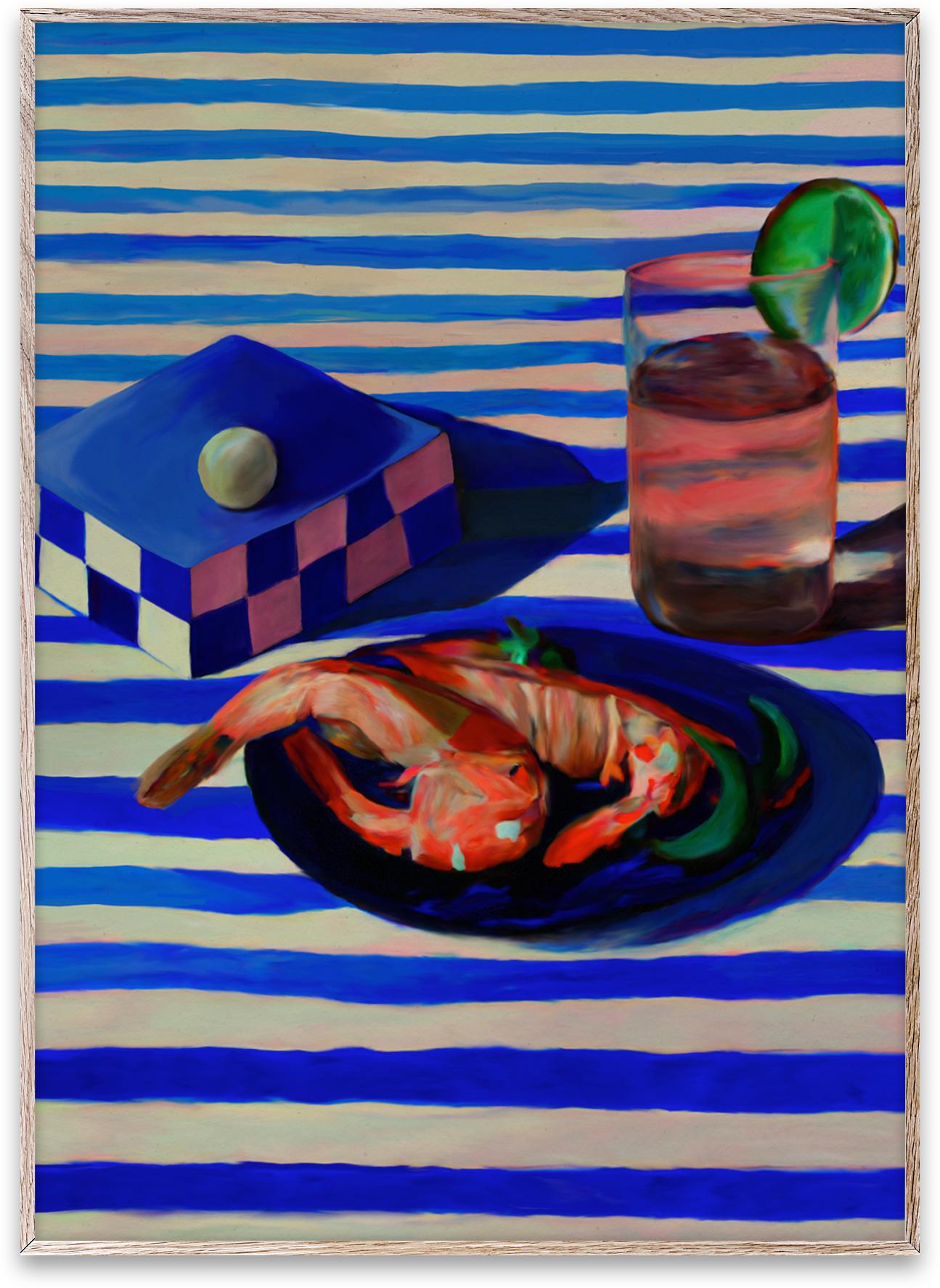 Paper Collective Shrimp & Stripes Poster, 70x100 Cm