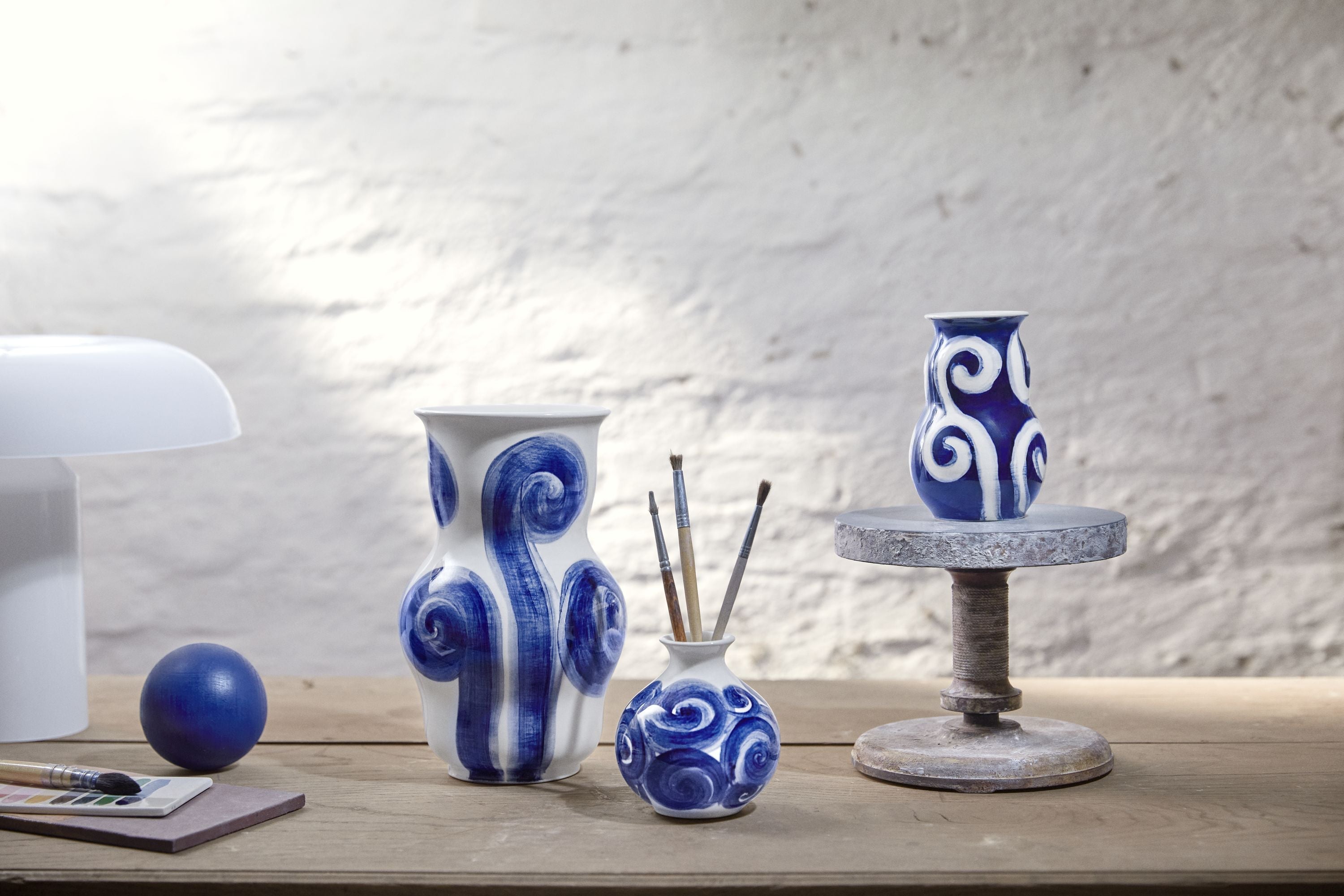 Kähler Vase en tulle H22,5 cm bleu
