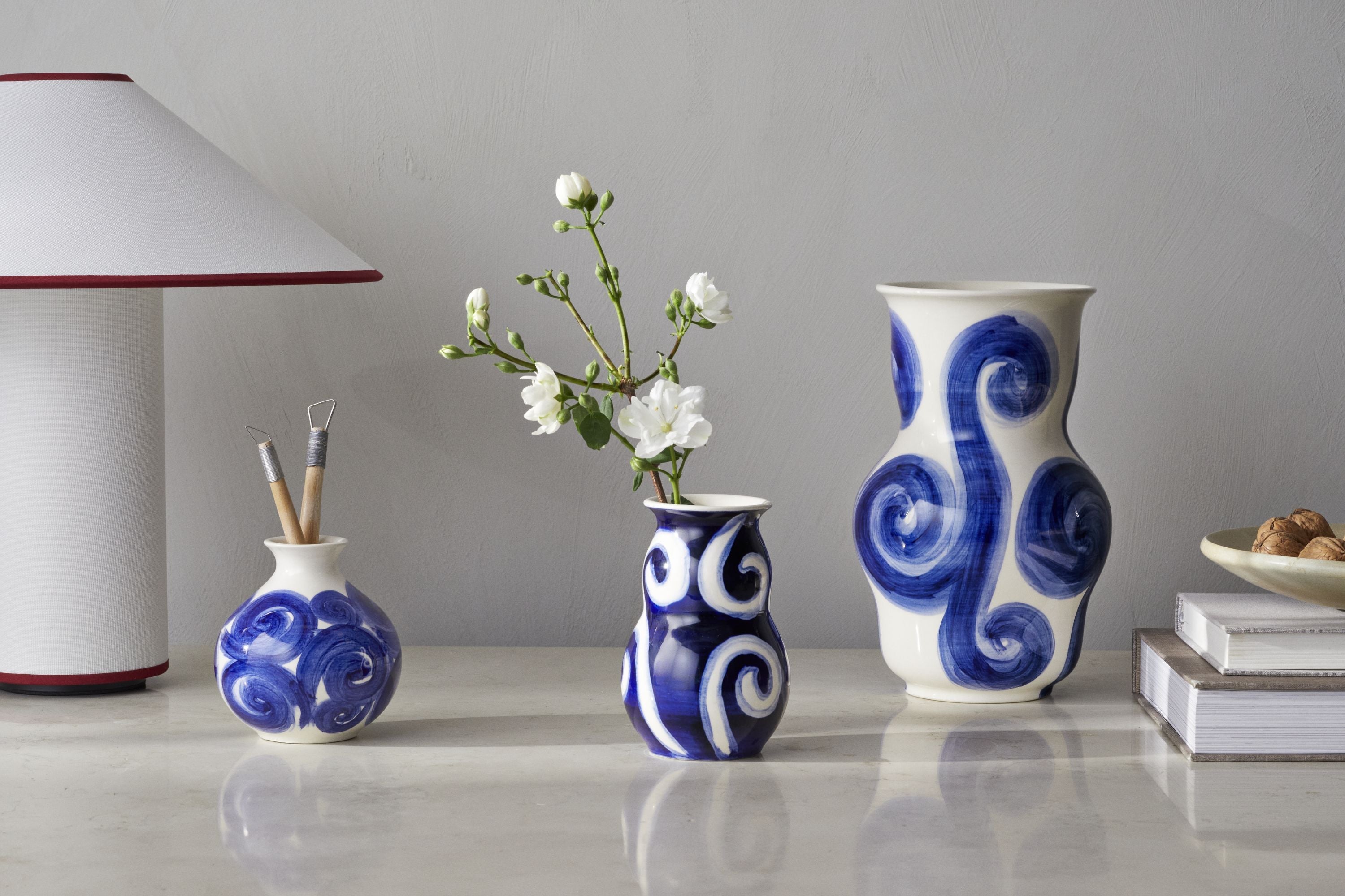 Kähler Vase tulle h13 cm bleu