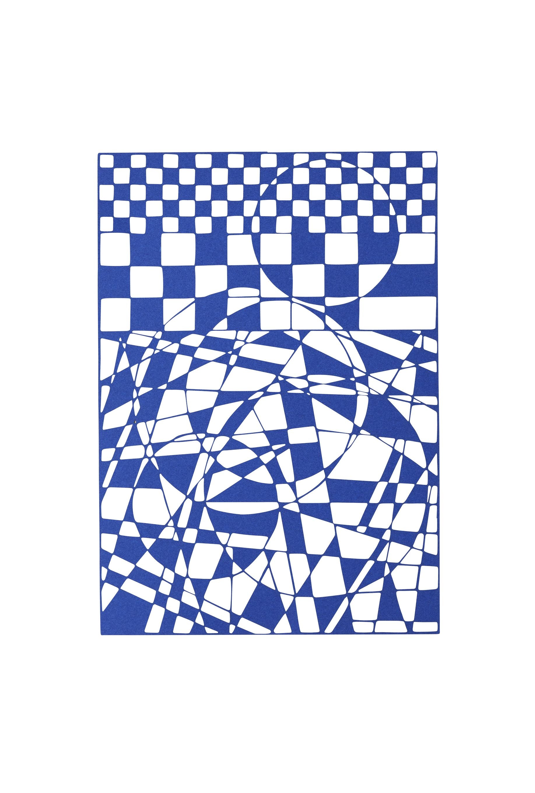 Studio su Papercut A4 Rettangolo geometrico, blu
